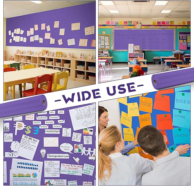 16 in x 40 Ft Fabric Bulletin Board Roll Classroom Non Woven Fabric Background Decorations Waterproof Wrinkle Resistant Bulletin Board for Back to School Wall Decor(Purple,Pure)