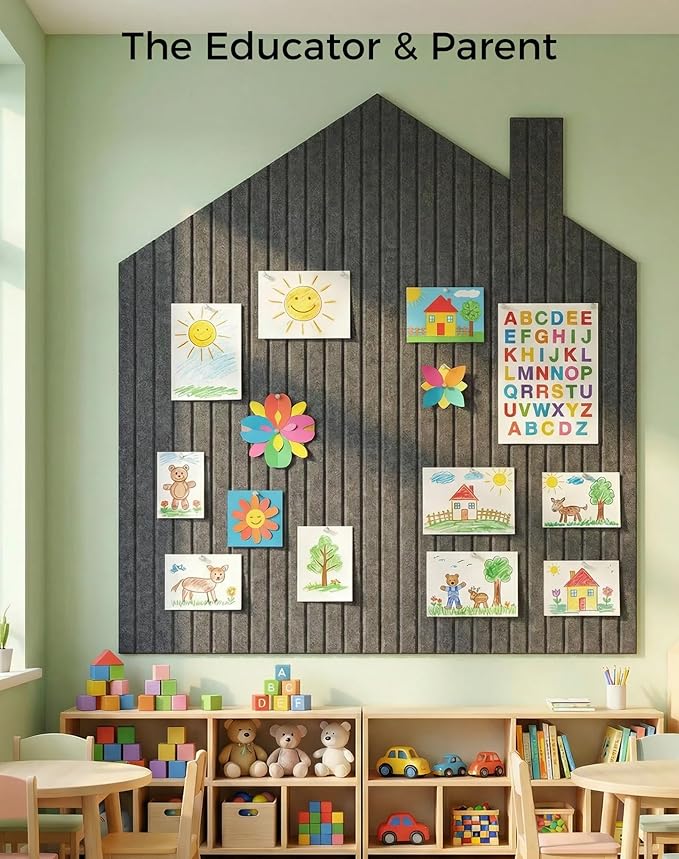 Aothia 12-Pack Large Felt Bulletin Board 48"x36", Modular Pin Board Tiles for Wall, Cork Board Alternative for Office & Classroom, Includes 70 Adhesive Tabs & 40 Pushpins, Charcoal Gray