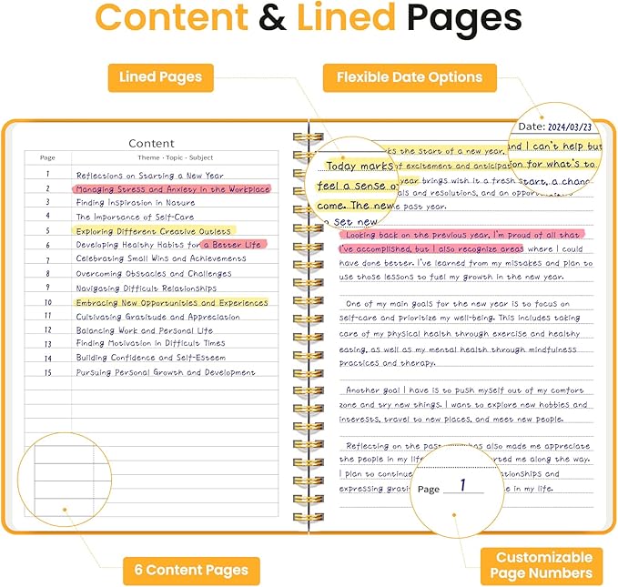 Taja Lined Spiral Journal Notebook for Women & Men, 140 Pages, College Ruled Hardcover Notebook for Work & Note Taking, Journals for Writing, A5(5.7" x 7.9") – Yellow