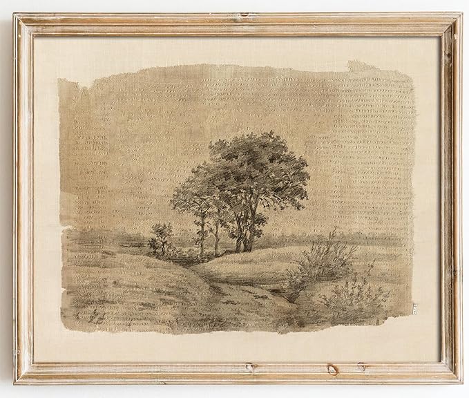 Kizbok Neutral Wall Art Decor Vintage Tree Sketch Canvas Prints Rustic Neutral Brown Tones Nature Drawing Oil Painting, Moody Antique Landscape Art Pictures for Bedroom, Farmhouse Wall Decor for Bathroom Home(8" x 10"-UNFRAMED)