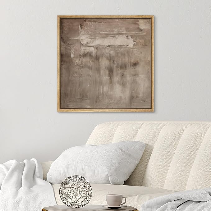SIGNWIN Framed Canvas Print Wall Art Warm Taupe Misty Neutral Abstract Illustration Modern Art Decorative Nordic Minimal Calm/Zen for Living Room, Bedroom, Office - 24"x24" Natural