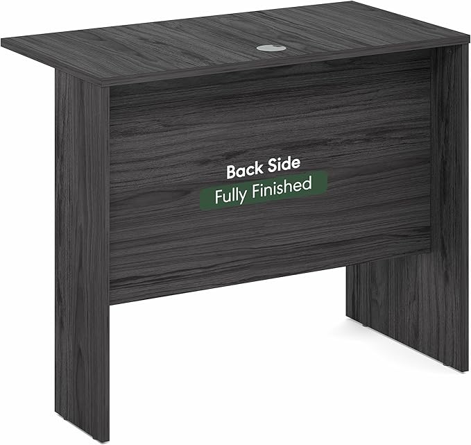 Furinno Roger Office Desk Return, 35 Inch Rectangular Desk Return for Executive Desk, Reversible Return with Cord Grommet, Scratchproof and Water-Resistant, for Home Study, Office, Coastal Grey