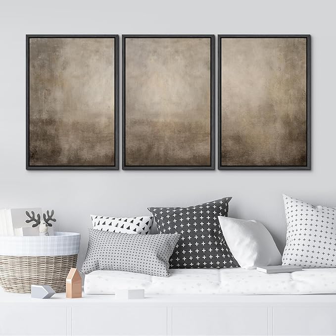 MUDECOR Framed Wall Art Print Set Neutral Abstract Landscape Illustrations Modern Art Boho Decorative Colorful for Living Room, Bedroom, Office - 24"x36"x3 Black