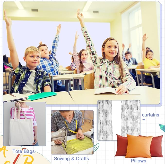 Bulletin Board Fabric 48 '' x 107 '' Class Fabric for Classroom Bulletin Board Decor, Pillows, Curtains, Crafts(White)
