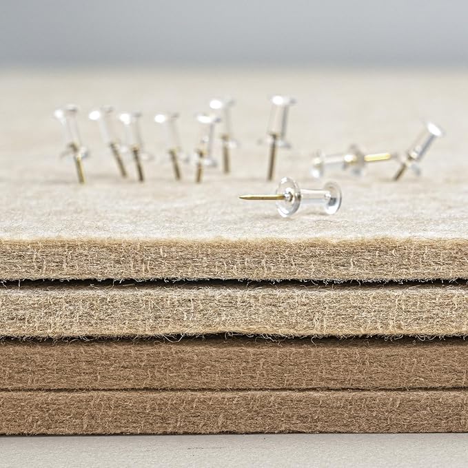 Large Bulletin Board - 48 x 36 Inches, Decorative Felt Pin Board for Wall - 4' x 3' Foldable Photo Display Board with Self-Adhesive Tape, Includes 20 Push Pins - Desert Brown