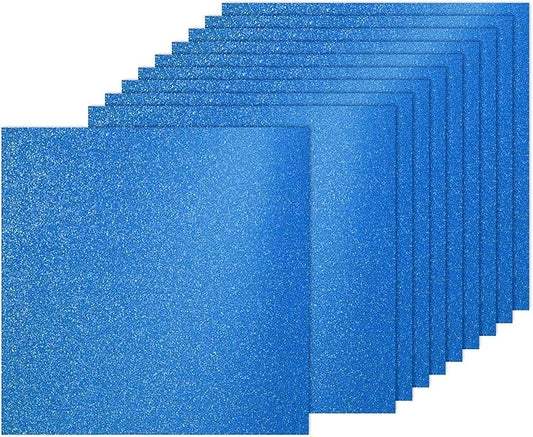 PATIKIL 10Sheets Blue Glitter Cardstock, 12x12In Glitter Paper Card Stock Shiny Scrapbook 250gsm Sparkly Paper Large Shimmer for Crafts Scrapbook DIY Art Wedding Party