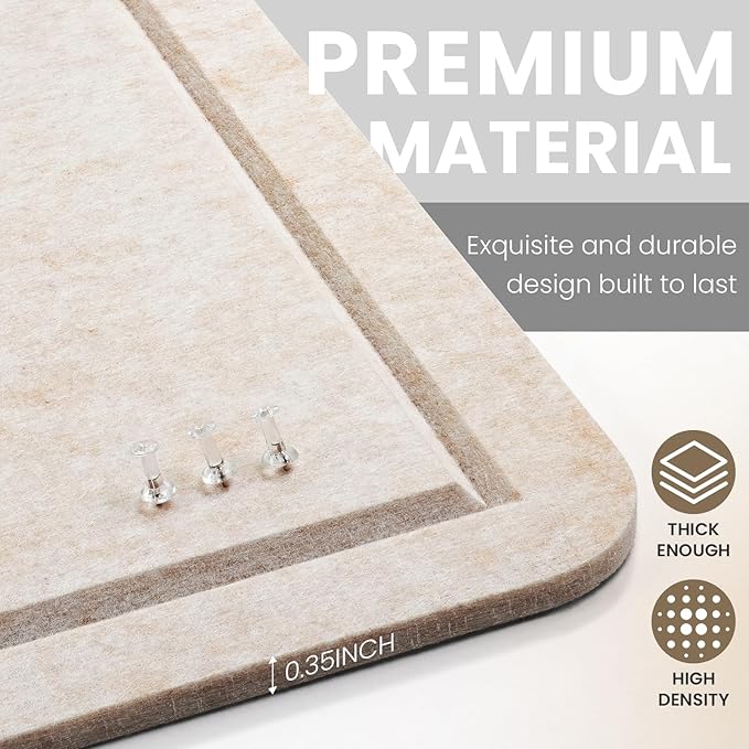 Bulletin Board, 48 X 35 inches Decorative Felt Cork Board Alternative with Pushpins, Foldable Felt Notice Pin Board Photo Display Board for Office Home School Wall