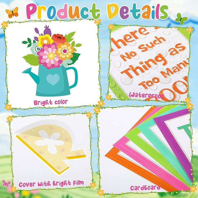 Qilery Spring Bulletin Board Set Reading Classroom Decorations, Spring Into Reading Cutouts for Teachers, Motivational Library Wall Door Decor, Seasonal Book Corner Supplies for Elementary School