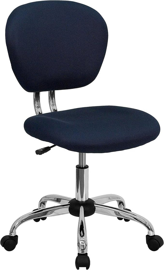 Flash Furniture Beverly Mid-Back Navy Mesh Padded Swivel Task Office Chair with Chrome Base