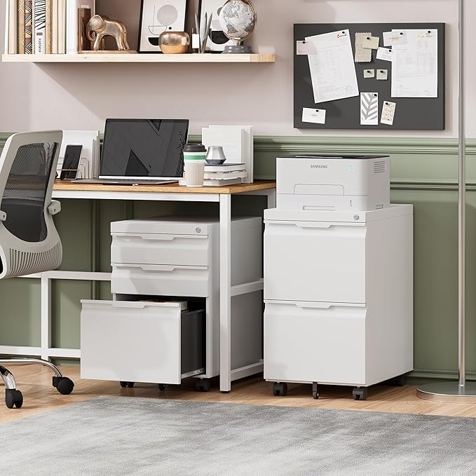 File Cabinets for Home Office,File Cabinet with Lock, 3 Drawer Metal Filing Cabinet for A4/Letter/Legal Size Folder, Assembly Required,White