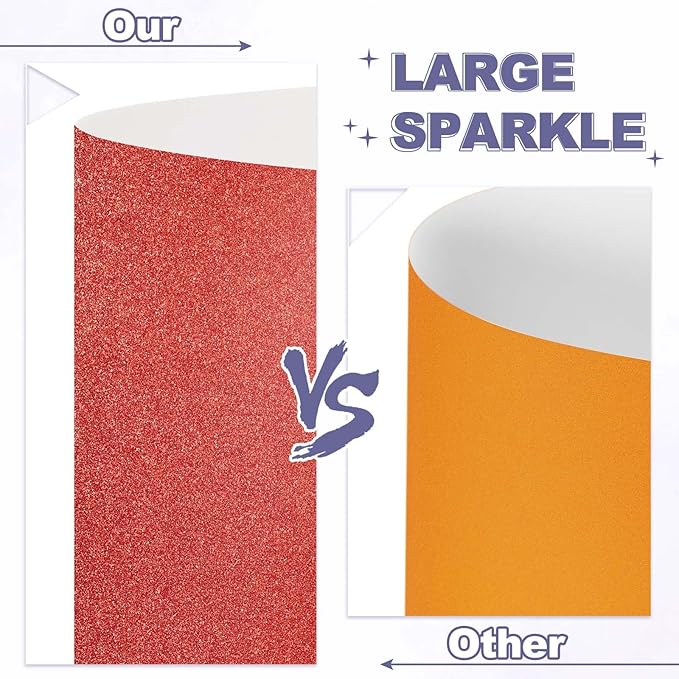 PATIKIL 20Sheets Dark Red Glitter Cardstock, 8.3x11.7 in A4 Glitter Paper Card Stock Shiny Scrapbook 250gsm Sparkly Paper Large Shimmer for Crafts Scrapbook DIY Art Wedding Party