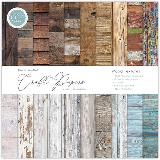 CRAFT CONSORTIUM LTD Craft CON PAPRPAD12 TEXTR, us:one size, Wood Textures, 20 Designs