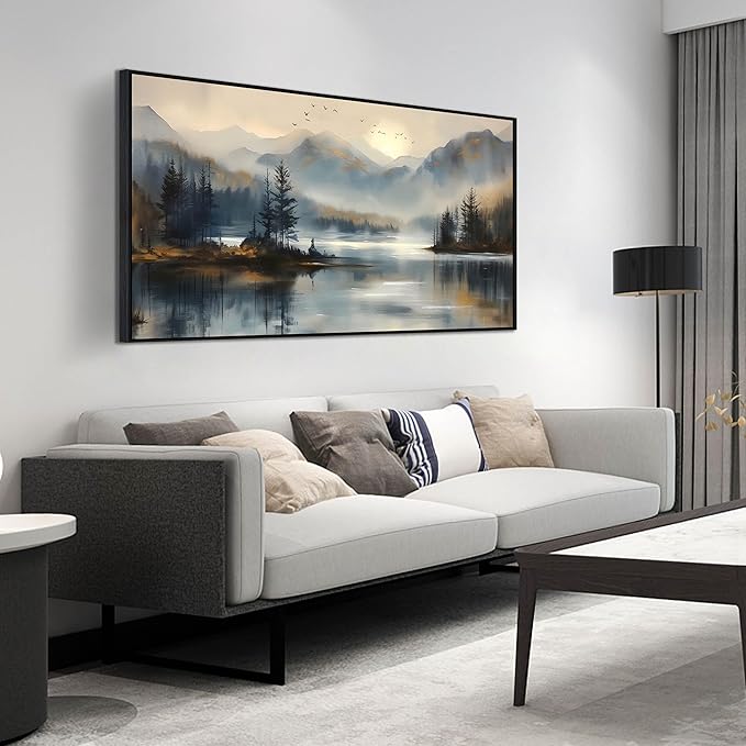 Landscape Wall Art for Living Room - Mountain Art Wall Decor for Office - Large Picture Frames for Wall Size 29" x 59"