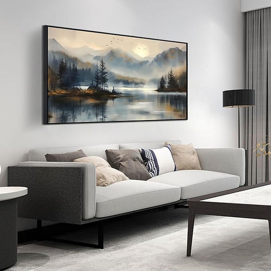 Landscape Wall Art for Living Room - Mountain Art Wall Decor for Office - Large Picture Frames for Wall Size 29" x 59"