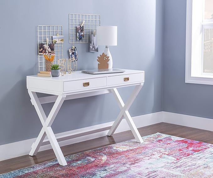 Linon Desk, White, 44"W x 20"D x 30"H