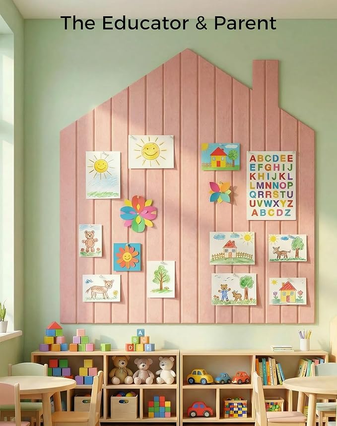 Aothia 12-Pack Felt Bulletin Board Tiles - 48x36 Modular Pin Board for Walls, 0.2" Thick Cork Board Alternative for Office & Classroom, 70 Adhesive Tabs & 40 Pushpins Included (Pink)