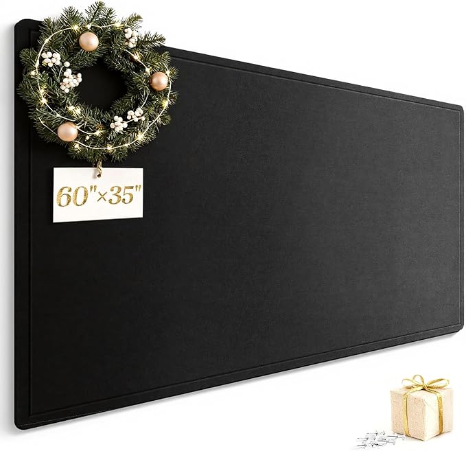 Bulletin Board, 60 X 35 inches Decorative Felt Cork Board Alternative with Pushpins, Foldable Felt Notice Pin Board Photo Display Board for Office Home School Wall
