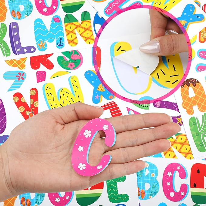 Colarr 232 Pcs 24 Sheets Large Letter Stickers Summer Letters for Bulletin Board 2.5 Inch Alphabet Self Adhesive Letters Stickers for Bulletin Board Classroom Mailbox Window Door Home Decor