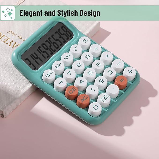 Mr. Pen- Mechanical Switch Calculator, 12 Digits, Large LCD Display, Earthy Green Calculator Big Buttons