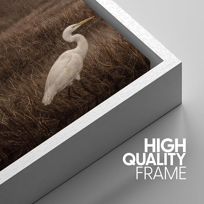 SIGNWIN Framed Canvas Print Wall Art Set Misty Marsh Herons Illustrations Decorative Relax/Calm Zen for Living Room, Bedroom, Office - 24"x36"x3 WHITE