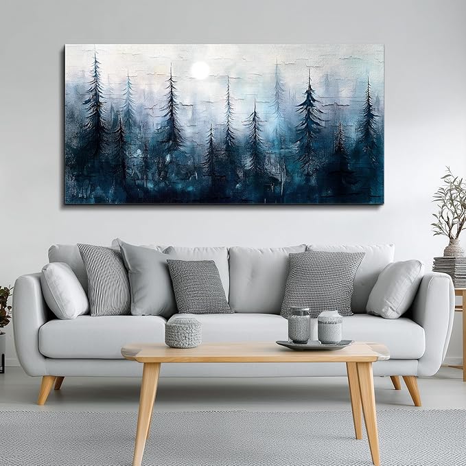KELIYUAN Large Wall Decor Canvas Painting Wall Art For Bedroom Living Room Decor Abstract Foggy Forest Landscap Artwork Print Picture For Home Decor Room For office Room Wall Decoration 30x60 In