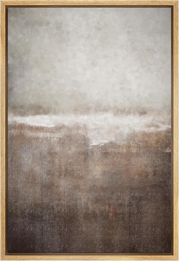 SIGNWIN Framed Canvas Print Wall Art Brown Pastel Landscape Shapes Abstract Illustrations Minimal Decorative Nordic Zen Bohemian for Living Room, Bedroom, Office - 24"x36" Natural