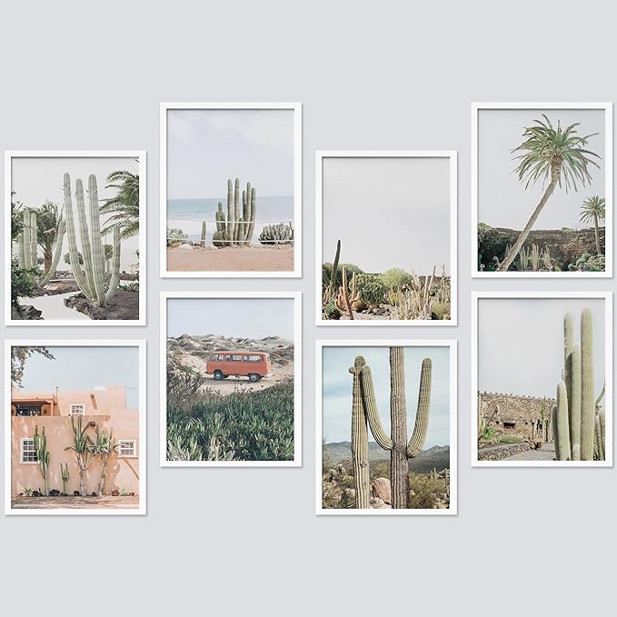 SIGNWIN Framed Poster Wall Art Set of Cactus Desert Nature Wilderness for Living Room, Bedroom, Office - 11"x14"x 8 White