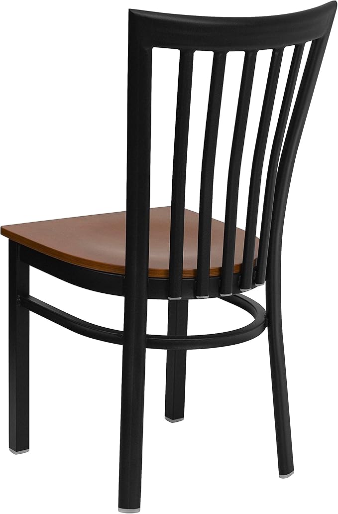 Flash Furniture 4 Pack HERCULES Series Black School House Back Metal Restaurant Chair - Cherry Wood Seat