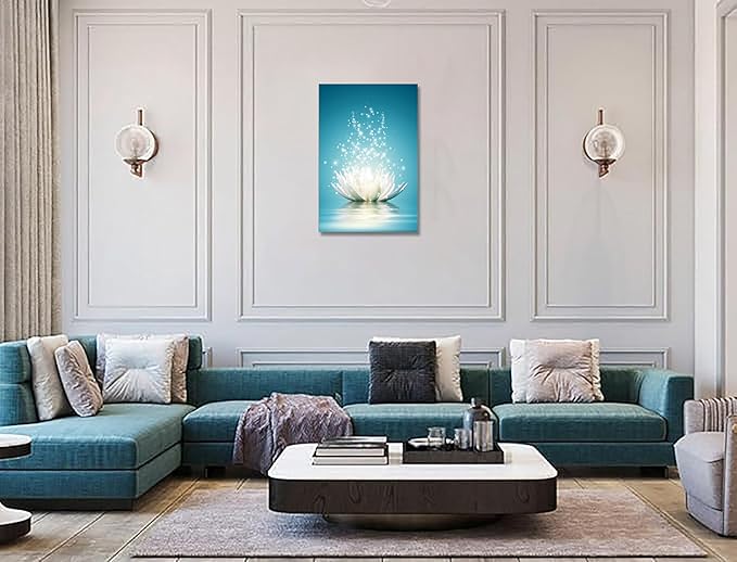 Canvas Prints Wall Art Lotus Flower Pictures Bathroom Decor Zen Painting Spa Photo Artwork Framed for Spiritual Meditation Yoga Room Ready to Hang 20x 30inch