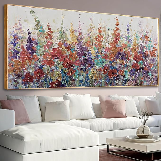 Colorful Framed Wall Art Flower Photo Prints Modern Wall Decorations 40"x86" Large Artwork for Dining Room Office Kitchen Pictures