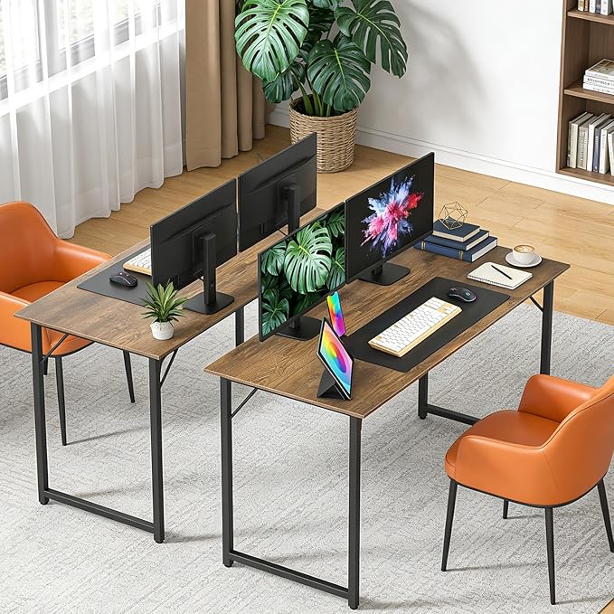 BestOffice Computer Desk,Home Office Desk, Modern Simple Style for Home Office Study Writing (Brown, 47 Inch,2 Pack)