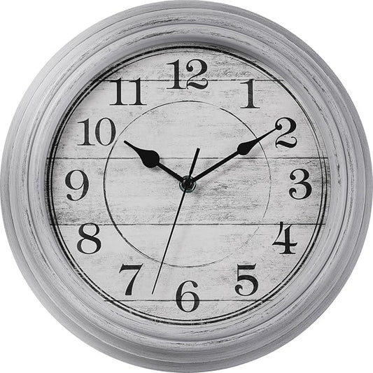 HYLANDA Wall Clock, 12 Inch Kitchen Decorative Wall Clock, Silent Wall Cocks Battery Operated Non Ticking with Large Numbers Easy to Read for Home Bathroom Office(Grey)