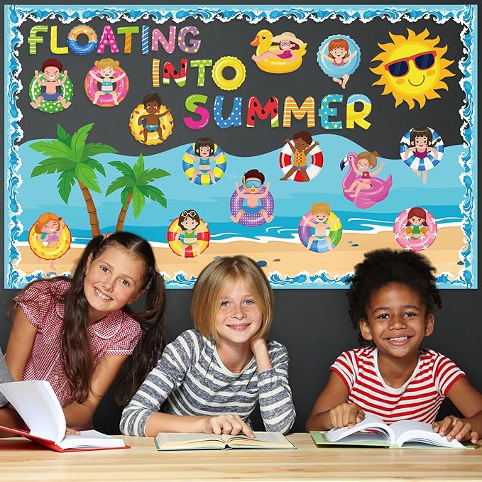 Pajean Summer Bulletin Board Set Summer Classroom Decoration Paper Cutout for Back to School Class Window Wall Home Party Decor(Float)