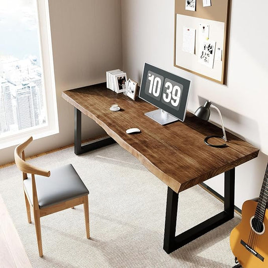 55inch Solid Wood Computer Desk Large Office Desk Home Simple Modern Long Desk Study Writing Desk Dining Table for Home Office