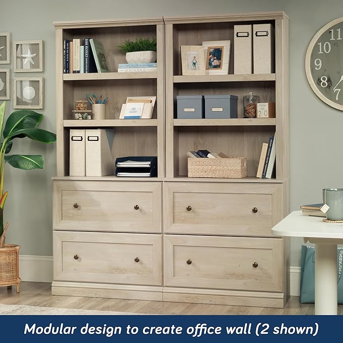 Sauder Miscellaneous Storage Library, Chalked Chestnut Finish