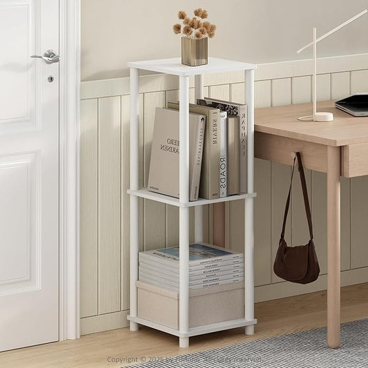 Furinno Turn-N-Tube Set of 2, Book Shelf, Stackable Bookshelf, Bookcase with Easy Assembly, 13.4 x 13.4 x 20, for Living Room, Bedroom, Home Office, White/White