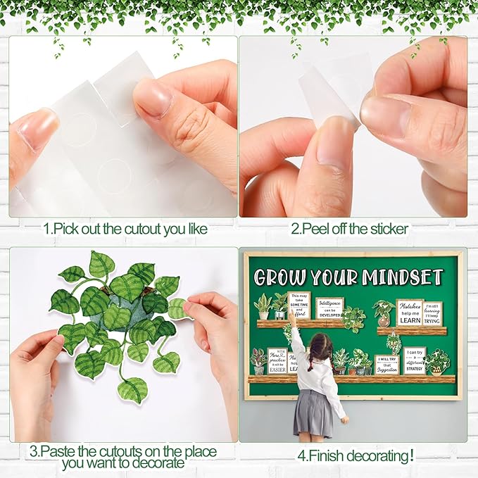 Qilery Bookshelf Bulletin Board Set Grow Your Mindset Motivational Classroom Decor Reading Library Bulletin Board Set Inspirational Cutout for Back to School Classroom Decoration