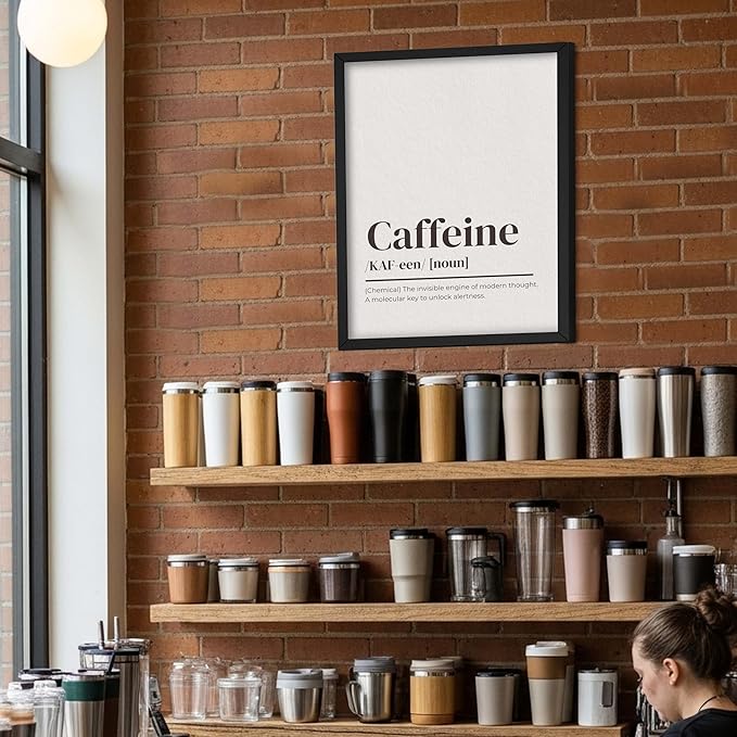 ALPINE INK CO. Caffeine Canvas Poster - Molecular Key to Unlock Alertness Wall Art - Motivational Decor for Office or Coffee Station - Energy Boosting Design - 11x14 Unframed Canvas Print