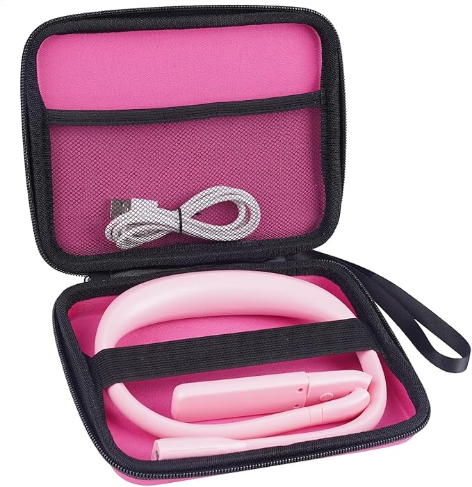 Pink Neck Light with Storage Case, Mothers Day Gifts for Wife Women Book Lovers Knitters Crafters, 10-80Hrs Eye-friendly Book Reading Lamp Knitting Crochet Sewing Craft Light Rechargeable Adjustable
