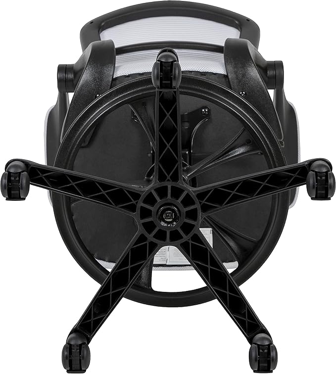 Flash Furniture Kale Mid-Back White Mesh Ergonomic Drafting Chair | Adjustable Foot Ring, Flip-Up Arms