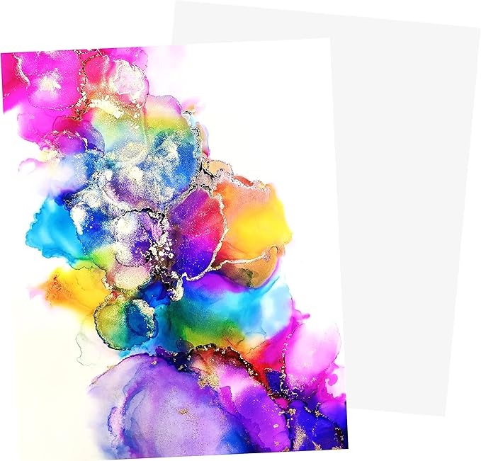 Alcohol Ink Paper - Non-Absorbent, Heavy Weight & Tear Resistant - Forgiving - Many Inks Wipe Off Clean For Easy Reuse On White - Flexible Bright White EVO 9x12 Inch (10 Sheets)