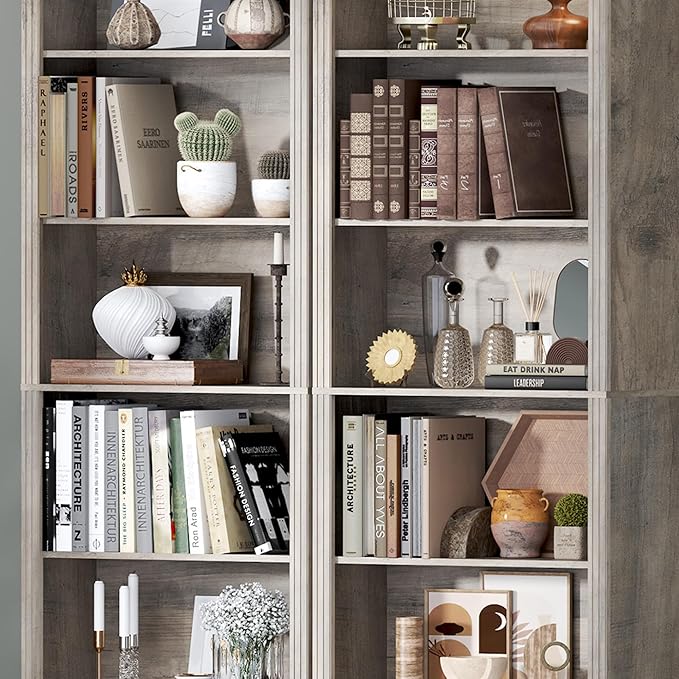 75" Tall Bookshelf, 6-Tier Floor Standing Bookcase with 2 Adjustable Shelves, 24" Wide Open Storage Shelf, Modern Display Organizer for Home Office, Living Room, Bedroom, Study