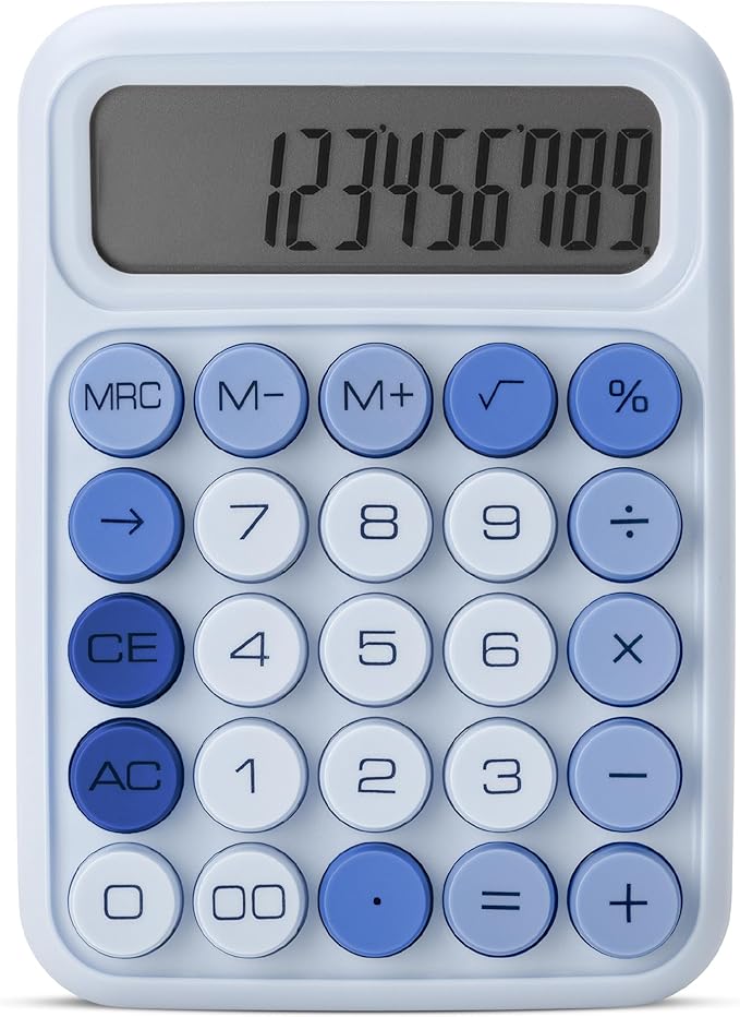 Mr. Pen- Mechanical Switch Calculator, 12 Digits Large LCD Display, Sky Blue Calculator Big Buttons