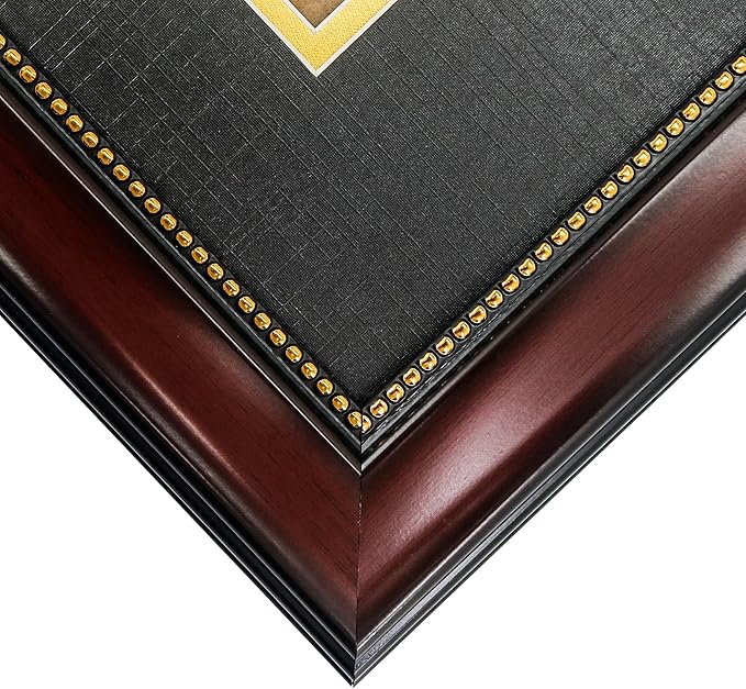 GraduationMall 8.5x11 Diploma Frame with Black over Gold Mat or Display 11x14 Document without Mat, UV Protection Acrylic, Mahogany with Gold Beads, Set of 2