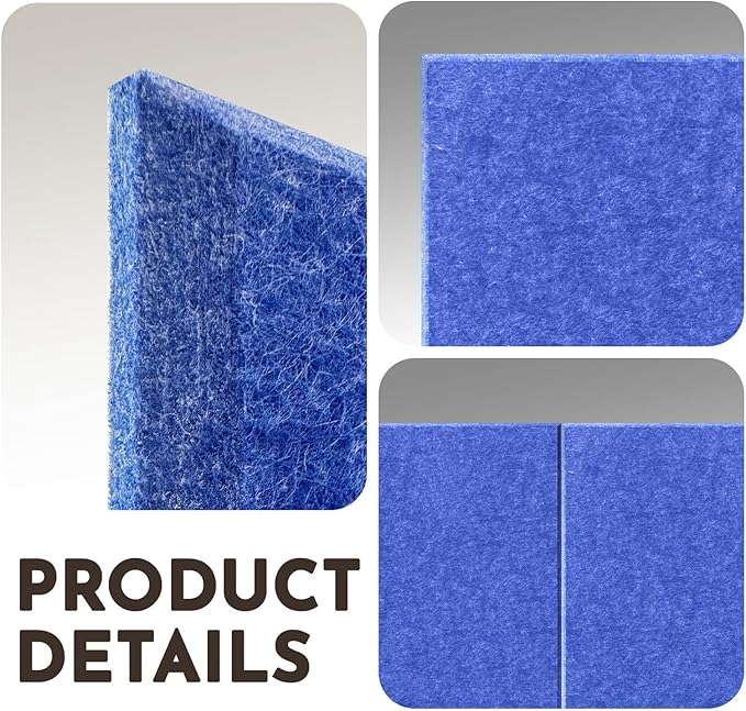 MISSDAY Blue Acoustic Wall Panel Felt Bulletin Board 48" x 36" Cork Board for Wall, 12-Pack Boards with 72 Removable Adhesive Tabs, 50 Pins, Pin Board for Home Office Classroom Soundproof Wall Tile