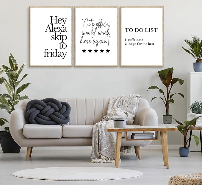 3pcs Inspirational Canvas Wall Art Office Posters Inspirational Quotes Wall Decor Painting Funny Quotes Pictures-cute office would work here again- Prints for Bedroom,Living Room,Office unframed