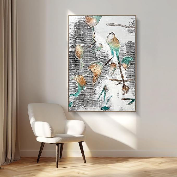 BrightA Large-scale hand-painted wall artworks in natural colors. Large-sized texture-based abstract decorations. Suitable for sofa background walls in living rooms, bedhead walls in bedrooms, corridors, and exhibition hall decorations 51.2"x72.8"