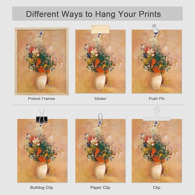 SIGNWIN Adhesive Canvas Poster Bathroom Decor, Wall Art Room Decor Multicolor for Living Room, Bedroom, Office Pastel Landscape Flowers Female Portrait Vintage Illustrations Bohemian - 8"x10"x 8