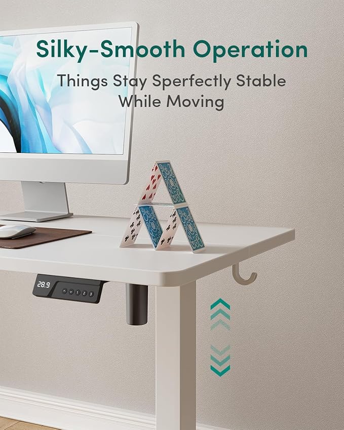 CubiCubi 55 x 28 Large Standing Desk, Height Adjustable Electric Computer Desk, 28" Deep Desktop, Sit Stand up Home Office Workstations with 4 Preset Heights, White