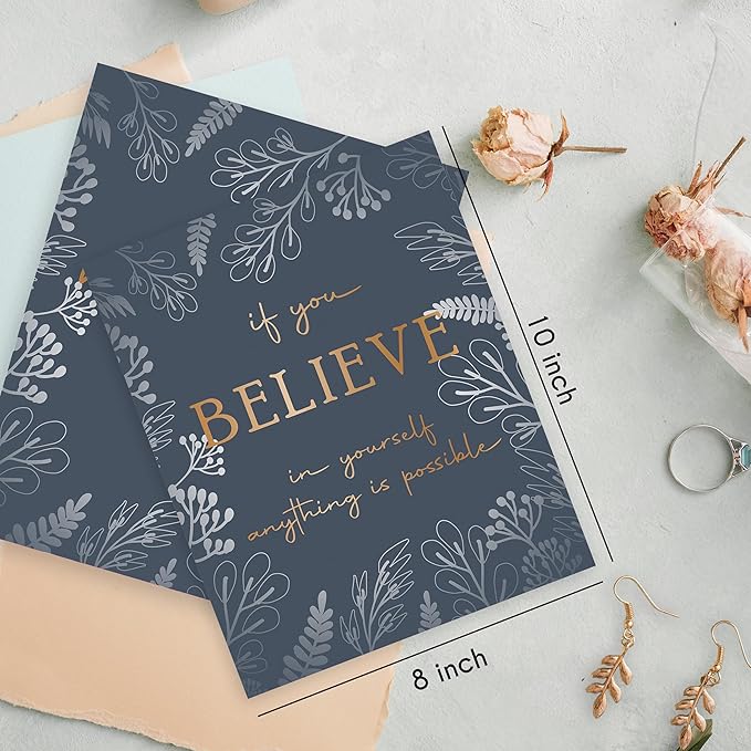 HRQKO Office Motivational Wall Art Poster Prints Set of 4, Inspirational Quotes, Gold Artwork for Walls, Affirmation Decor for Women Men 8"x10" Unframed